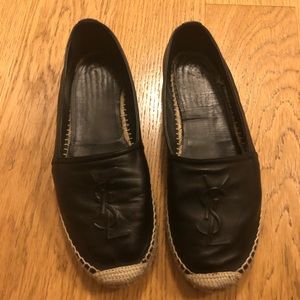 YSL black leather espadrilles 39